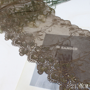 Fabricante de adornos de encaje bordado con mariposas: encaje de tul con lentejuelas de 21,5 cm para vestidos y lencer&iacute;a